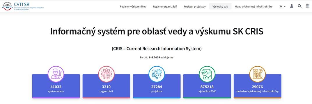 Webová stránka SK CRIS