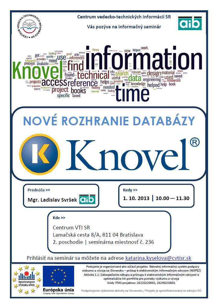 Pozvánka sa seminár k databáze Knovel 