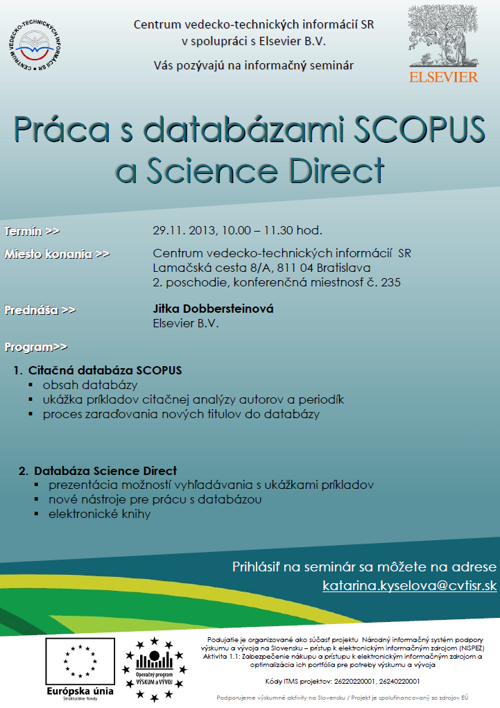 Práca s databázami SCOPUS a Science Direct