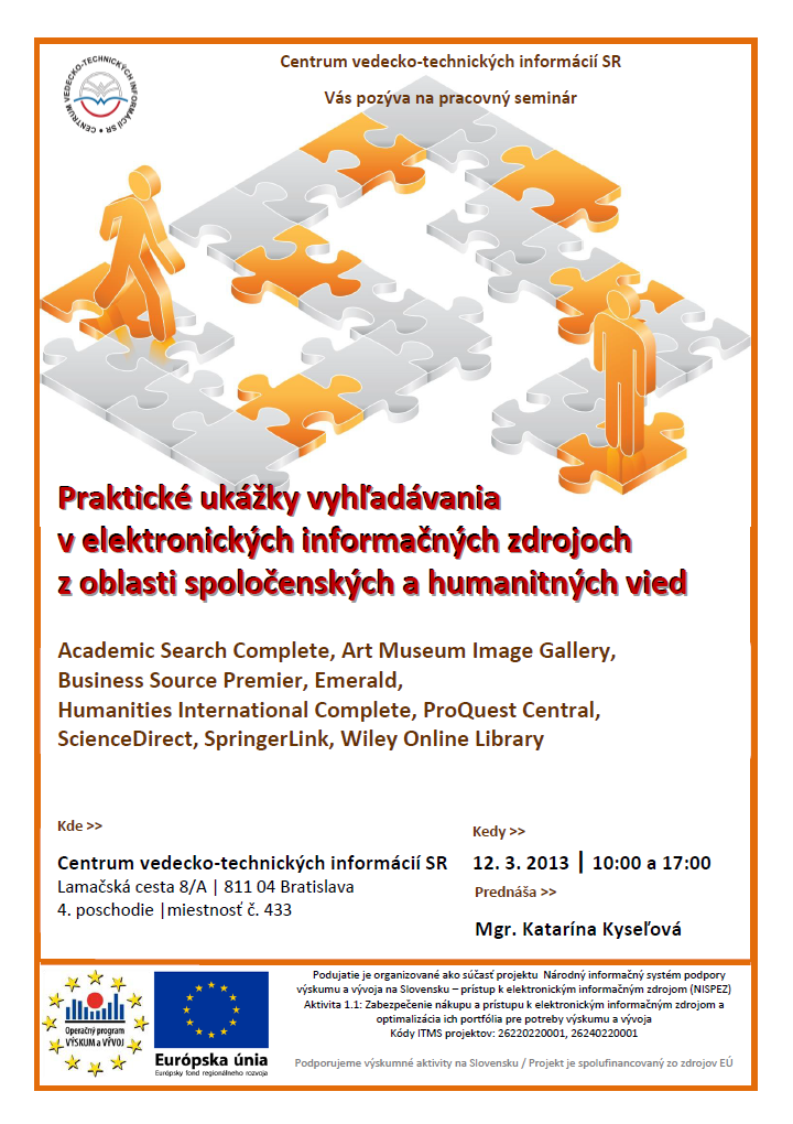 Praktické ukážky vyhľadávania v elektronických informačných zdrojoch  z oblasti spoločenských a humanitných vied